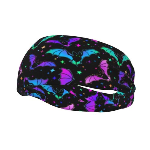 Goth Gothic Wide Headbands,Fashion Bats Hair Bands Yoga Running Sports Workout Gym Stretchy Turbans for Women Men