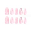 Foccna French Tip Press on Nails Medium Gradient Fake Nails Coffin Bling Glossy Pink False Nail Tips Artificial Finger Manicure for Women and Girls -24pcs