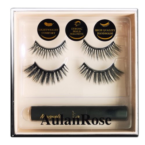 AulanRose Magnetic Eyelashes,Magnetic Lashes Natural Looking with Eyeliner Kit, Reusable Fake Eye Lash, Cruelty-Free, Strongest Waterproof Liquid Liner
