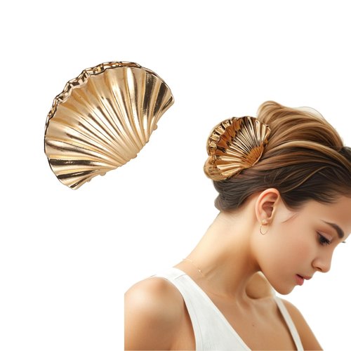 2'' Shell Hair Clip, Small Gold Seashell Hair Clips Mermaid Hair Accessories, Mermaid Costume Women,Metal Seashell Hair Claw Clip, Mermaid Outfit for Women Girls