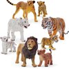 8 Pcs 2-5" Wild Life Animals Figure Playset, Realistic and Highly Detailed Tigers, Lions, Leopards Figurine with Cubs, Durable for Education and Fun Play, Perfect for Kids, Wild Animal Cake Toppers