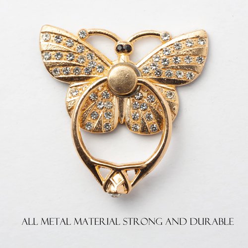 [2 Packs] Butterfly Glitter Bling Bling Phone Ring Holder, Sparkle Phone Ring Grip Artificial Diamond Stand,Rhinestone Cell Finger Ring for Phones,Pad