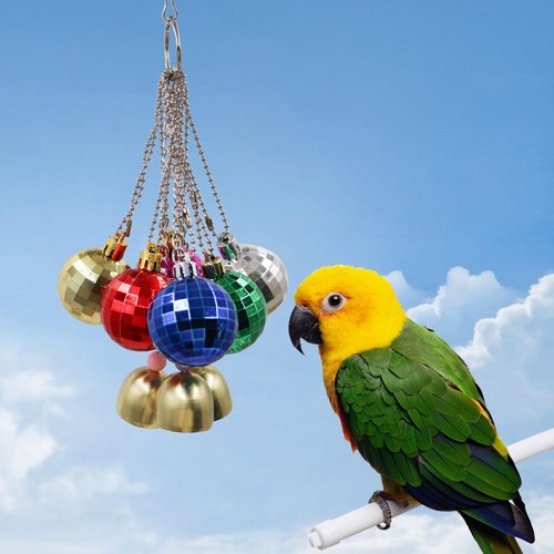 Jinkoozz Bird Toys, Parrot Ball Toys with Bells, Colorful Bird Chewing Toys, Bird Cage Accessories, Suitable for Birds Parrots Parakeets Cockatiels