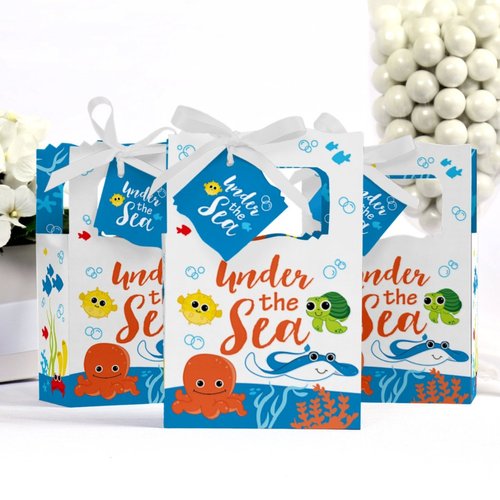 Big Dot of Happiness Under the Sea Critters - Baby Shower or Birthday Party Favor Boxes - Set of 12