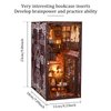3D Wooden Puzzle Bookends, 2025 New DIY Book Nook Kit, Magic Book House Model Building Kit Insert Decor with Sensor Light, Stand Bookshelf for Home Decorative Books Ornaments (New Secret Castle)