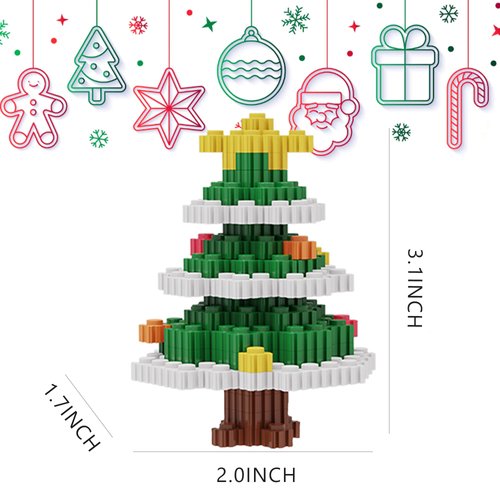 BB FUN HOUSE Christmas Tree Ornaments Pixel Art Puzzle Bricks Bucket, 620 Piece Pixel Blocks Art Kit for Create 3D Christmas Tree, Patented Interlocking Building Bricks Stem Toys, Gift for Age 6 Plus
