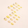 MISUD Press on Nails Short Round Fake Nails Glossy Glue on Nails Yellow Acrylic Nails Oval Artificial Nails Cute Summer Lemon False Nails with Design 24 pcs