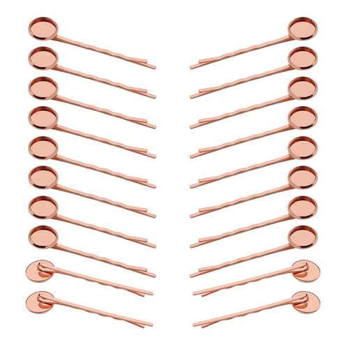 20 Pieces Metal Bobby Pins Hair Clips Hair Bobby Pins with 12mm Round Brass Tray Hairpins Clips M...