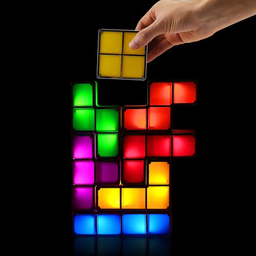 LOSCHEN Night Light,DIY Stackable LED 7 Colors Interlocking Induction Novelty Desk Lamp,3D Puzzle Magic Light Bright Toy for Kids Teens,Gamer Decor Ideal USB Plug