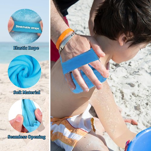Justmetr Sand Remover for Beach, Sand Removal Bag Beach Essentials, Skin-Friendly Sand Wipe Off Mitts, Beach Accessories for Beach Vacation Camping Travel Trip (Talc-Free)