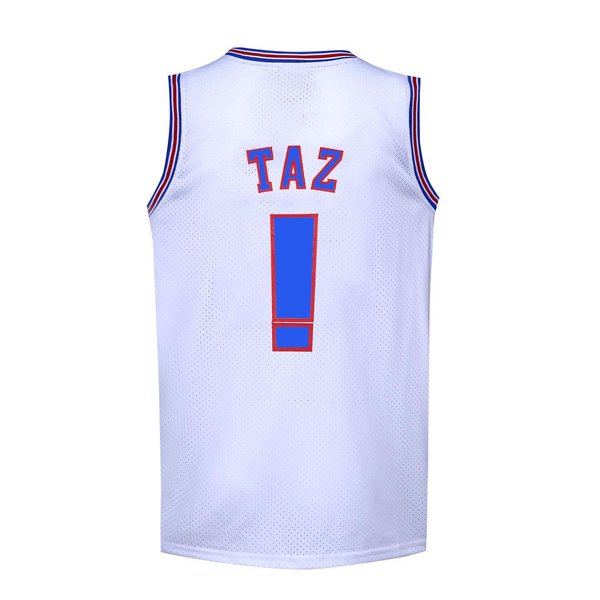 BOROLIN Youth Basketball Jerseys TAZ #! Movie 90s Space Jersey for Kids (White, Youth Medium)