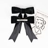 2PCS 5" Velvet Black Hair Bows Girls Hair Clips Ponytail Holder Accessories for Girls Toddlers