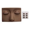 Lash Mannequin Head, Silicone Lash Extension Supplies with 3 Pairs Replaced Eyelid, Removable Realistic Eyelids with Eyelash Mannequin for Lash Practice, Makeup Eyelash Extensions (Dark Brown)