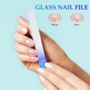 4 Pcs Glass Nail File Set Fingernail Files and Cuticle Pusher Double Sided Crystal Nail Files for Natural Nail Manicure Pedicure Nail Buffer Cuticle Trimmer Foot Callus Remover (Gradient Blue)