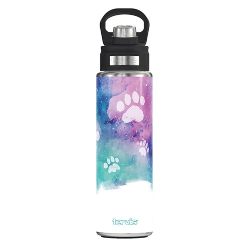 Tervis Paw Prints Triple Walled Insulated Tumbler Travel Cup Keeps Drinks Cold, 24oz Wide Mouth Bottle, Stainless Steel