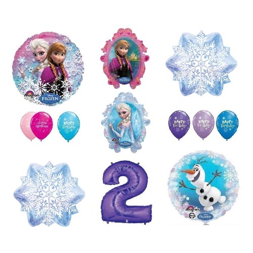 LoonBalloon Anna ELSA OLAF Snowman Snowflake 2nd #2 (12) Birthday Party Balloons Set by LoonBalloon