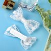 CustomyLife 2pcs 3" White Lace Hair Bow Clips Small Cute Candy Barrettes Flower Halloween Christmas Wedding Prom Bows Birthday Communion Party Decor Accessory for Women Teen Thin Hair