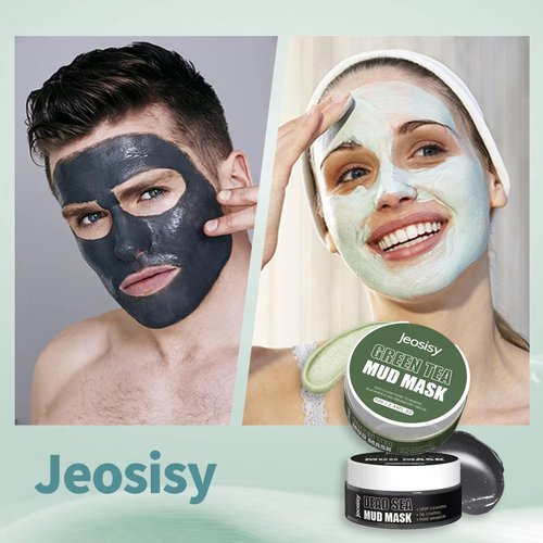 jeosisy Face Clay Mask-Facial Dead Sea Mud Mask,Green Tea Mud Mask,Purifying Pore,Remove Blackheads,Control Oil,Anti Aging,Travel Size Mother's Day Gift Sets for Women and Men-2.8Oz*2