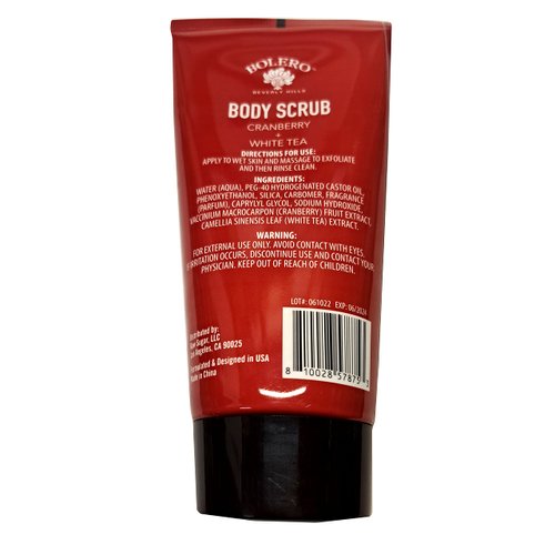 Bolero Body Scrub Cranberry & White Tea 5fl oz, 147,8ml