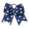 NEW "POLKA-DOT Navy Blue" Cheer Bow Pony Tail 7 Inch Girls Hair Cheerleading Practice Football Games Uniform Dance Hairbow Grosgrain Ribbon