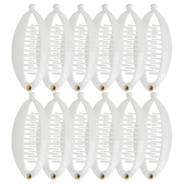 Set of 12 Mini Banana Clips (White)