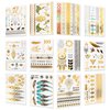 Metallic Temporary Tattoos - 12 Sheets Waterproof Gold Sliver Glitter Body Face Tattoo for Women Teen Girls, Over 200 Flash Fake Festival Jewelry Bling Body Art Tat Stickers