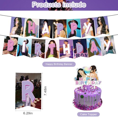 35 Pieces Singer Party Decoration, Include Singer Birthday Banner Honeycomb Centerpieces Cake Topper Party Latex Balloons for Pop Singer Birthday Party Supplies