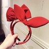 AEGYPIUS Big Bunny Ears Headband Furry Rabbit Ear Headband Big Red Bow Headbands for Women Red bow headband Hair Band Bow Headdress for Girls Perfect Hair Accessories for Party and Cosplay