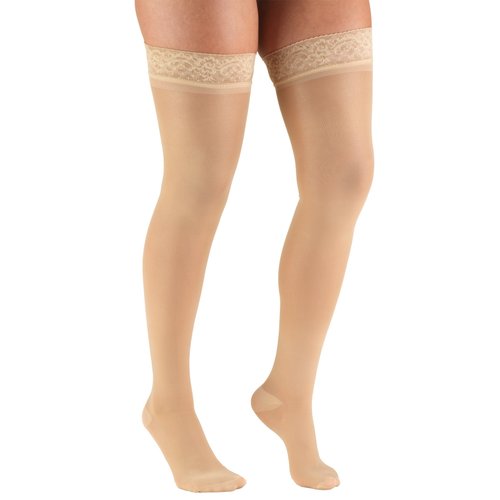 Truform Sheer Compression Stockings, 30-40 mmHg, Women's Thigh High Length, 30 Denier, Beige, Medium