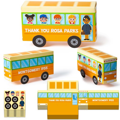 WATINC Kwanzaa Bus Craft Kits - DIY 24Pcs Rosa Parks Black African American Craft Kit, Happy Kwanzaa Holiday Celebration Crafts Party Favors Supplies Home School Fun Art Activities Gifts for Kids