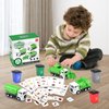 FIVEDAOGANG Garbage Truck Toy, 3 Pack Friction Powered Waste Management Garbage Truck Game with Front Load Dumpster, Back Dump Garbage,4 Trash Bins with 108 pcs Trash Cards, Gift for 3+ Years Old Kids