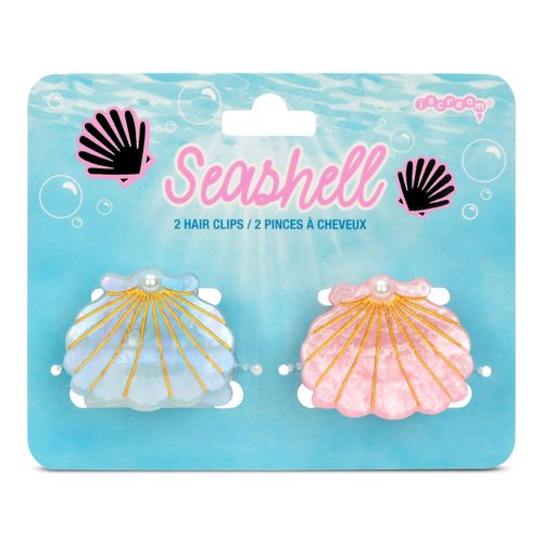 iscream Set of 2 Colorful Golden Accent 2&quot; Claw Hair Clips - Seashells