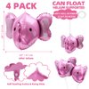 4D Animal Elephant Head Balloons Elephant Balloons For Kids Boys Girls Party Supplies Birthday Decorations Baby Shower, 4 Pack Inflatable 24'' Elephant Aluminum Mylar Foil Balloons (Pink)