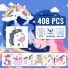 EMOME 408 Sheets Individual Temporary Tattoos for Girls, Fake Tattoos for Kids Waterproof, Bulk Tattoos Stickers for Girls Birthday Decorations Party Favors Games Supplies