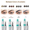 Microblading Eyebrow Pen New 3D Waterproof Eyebrow Pencil 4 Tipped Precise Brow Pen Tattoo Pencil - Creates Natural Long-lasting Looking Brows Effortlessly Magic Brow Pencil for Women (Dark Brown)