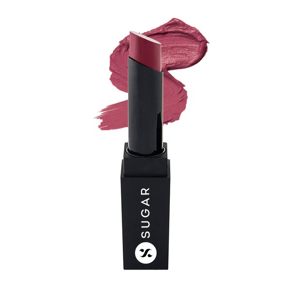 SUGAR Cosmetics It's A-Pout Time! Vivid Lipstick, Long Lasting Creamy Matte Lipstick For Fair to Medium Complexions, 07 The Twilight Rose (Rose Pink), 3.5 g