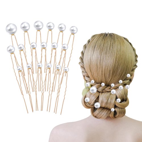 18 Pcs Pearl Hair Pins, Bridal Pearl Hair Accessories, Pearl Bobby Pins, Hair Accessories U Shape Barrette for Brides Bridesmaid Women, Hair Accessories for Women And Girls