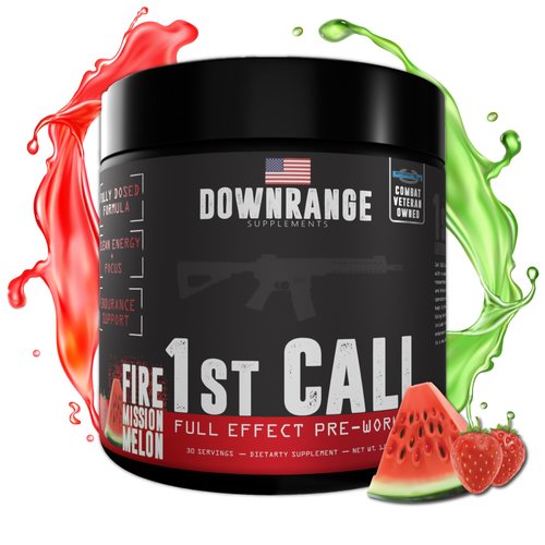 DownRange 1st Call Pre Workout Powder, Preworkout for Men & Women, Amino Acid Beta Alanine & Caffeine for Pump, Energy and Focus Support, 30 Servings (Strawberry Watermelon)
