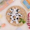 Apricot Lamb Baby Cow Soft Rattle Toy, Plush Stuffed Animal for Newborn Soft Over 0 Months (Cow, 6 Inches)