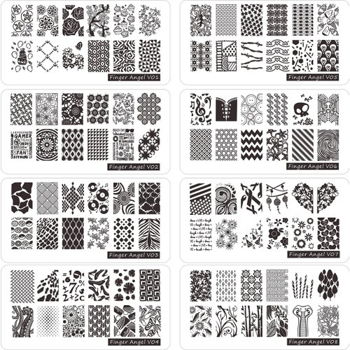 FingerAngel 21Pcs Nail Stamp Plate Set 16Pcs Mix Design Stamping nail Art Plate + 2Nail Stamper + 2Scraper+1Pcs Case Nails Art Stamping Plate Scraper Stamper Set Leaves Flowers Nail plate