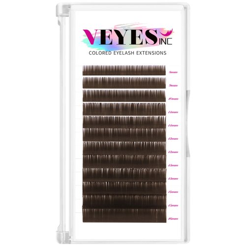VEYES INC Colored Lash Extensions 03 05 07 15 C/D Curl 8-16mm Mixed Length Tray, Premium Individual Silk Eyelashes, Professional Supplies for Lash Techs (Dark Latte Brown 0.03 D 8-16mm)