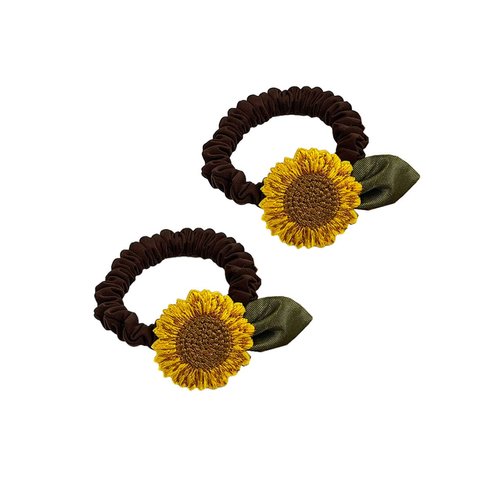 Sunflower Hair Scrunchies Floral Flower Ponytail Holder Sunflower Hair Bands Scrunchy BW31 (Set-A)