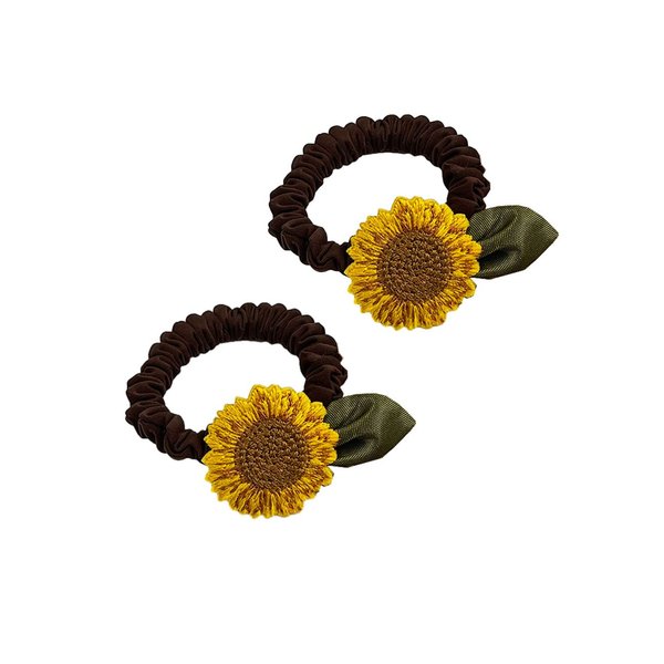 Sunflower Hair Scrunchies Floral Flower Ponytail Holder Sunflower Hair Bands Scrunchy BW31 (Set-A)