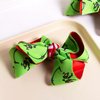 Christmas Green Hair Bow Clips 4.3'' Girls Christmas Party Dress Decorations Kids Xmas Alligator Barrette Pins Gift Women Halloween Holiday Outfit Decor Accessory