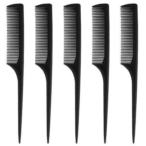Comb, Rat Tail Comb, Combs for Women, Hair Comb, Teasing Comb, Parting Comb, Fine Tooth Comb, 5 Pack Black Rat Tail Combs, Combs For Hair Stylist, Styling Comb, Braiding Comb, Hair Cutting Comb