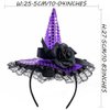 Firuilo Witch Hat Headbands Light Up Sequins Hairbands Gothic Flower Lace Head Hoops Headpieces for Halloween Costume Cosplay