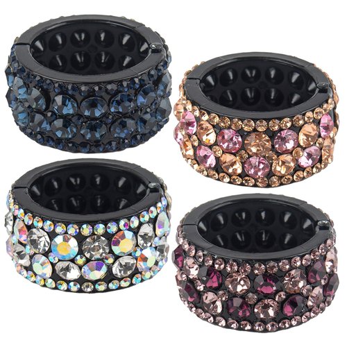 AUEAR, 4 Pack Rhinestone Hair Ponytail Holder Crystal Ponytail Hair Cuff Elastic Hair Tie Hair Band for Women Girls (Style D)