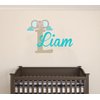 Nursery Elephant Face Custom Name & Initial Wall Decal - Personalized Name Wall Art Decor - Nursery Wall Sticker - Wall Decal for Baby Room playroom Decoration (Wide 40"x29" Height Inches)