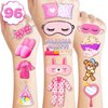 Generic 107 PCS Tattoo Pajamas Slumper Sleepover Party Decorations Party Favors Supplies Decor Spa Birthday Party Cute Stickers Gift for Girls Men Women Adults Kids Prizes