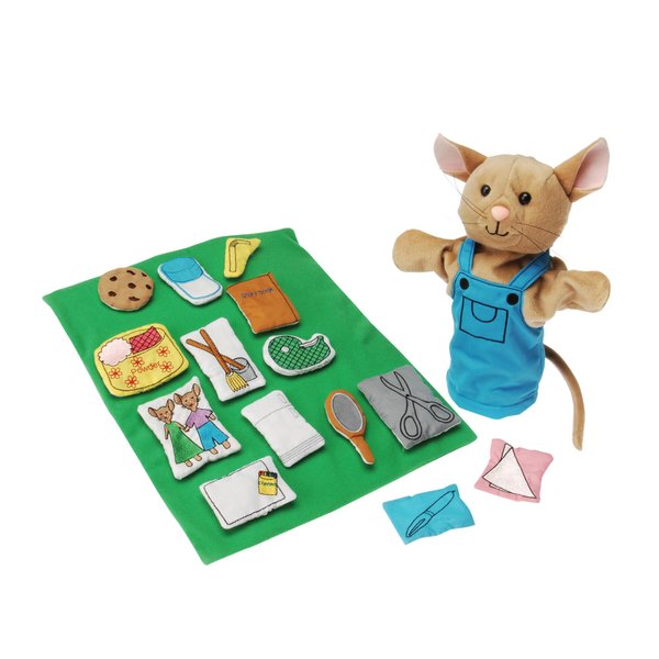 Constructive Playthings If You Give a Mouse a Cookie Plush Hand Puppet Set for Literacy and Visual Learning, Toddler Toys for Kids 2 Years & Up, 16-Pieces